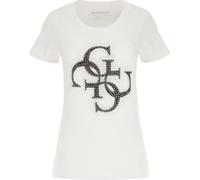 T shirt - Guess - Femme - Strass 4G - Blanc - Coton