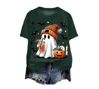 T-shirt Halloween pour Femmes - Col en V - Manches courtes - Motif sang - T-shirt d'Halloween pour Femmes - Cadeau de Festival - Imprimée de sang - Pull pour adolescentes - Fille - Blouse basique