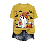 T-shirt Halloween pour Femmes - Col en V - Manches courtes - Motif sang - T-shirt d'Halloween pour Femmes - Cadeau de Festival - Imprimée de sang - Pull pour adolescentes - Fille - Blouse basique