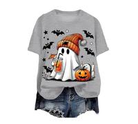 T-shirt Halloween pour Femmes - Col en V - Manches courtes - Motif sang - T-shirt d'Halloween pour Femmes - Cadeau de Festival - Imprimée de sang - Pull pour adolescentes - Fille - Blouse basique