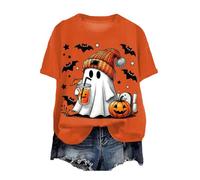 T-shirt Halloween pour Femmes - Col en V - Manches courtes - Motif sang - T-shirt d'Halloween pour Femmes - Cadeau de Festival - Imprimée de sang - Pull pour adolescentes - Fille - Blouse basique