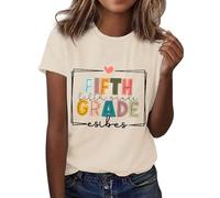 T-shirt « Happy First Day of School » pour femme - T-shirt pour la rentrée scolaire - T-shirt à manches longues pour femme, beige, S