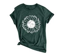 T-Shirt Haut Décontracté à Manches Courtes Et Col Rond à Imprimé Pissenlit pour Femme Ample Tee Shirt Vintage Oversize Casual Haut Chic Et Elegant Sexy Chemisier Ete Grande Taille Mode Blouse