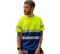 Capto Haute Visibilité T-Shirt - Réfléchissant Tee-Shirt - T-Shirt de Protection de Sécurité - Avertissement T-Shirt - Hi-Vis Tee Shirt - Jaune/Marine - L