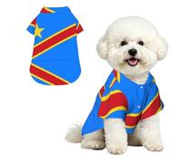 T-shirt hawaïen imprimé drapeau du Congo pour chien - Vêtement respirant pour animaux de compagnie - Convient pour l'extérieur et les festivals