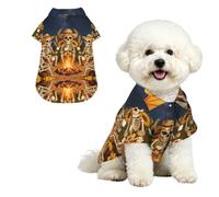 T-shirt hawaïen imprimé squelettes pour chien Motif feu de camp respirant Convient pour l'extérieur et les festivals