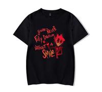 T-Shirt Hazbin Hotel, Collection Gothique Anime, Designs Uniques, Noir et Blanc T-Shirt à Manches Courtes,Cotton