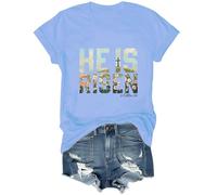 T-shirt « He is Risen », chemise chrétienne, chemise Jésus, unisexe, Bleu (Carolina blue), L