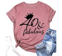 T-shirt « Hello Forty » pour femme - Cadeau de 40e anniversaire - T-shirt pour fête d'anniversaire - Joli cœur - Indispensable pour les vacances, rose, L