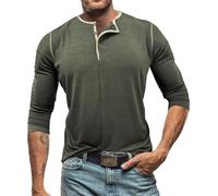 T-shirt Henley à manches longues pour homme, léger, respirant, basique, à manches longues, avec boutonnière, pré-rétréci, stretch, pour l'été, les loisirs, le quotidien, vert, S