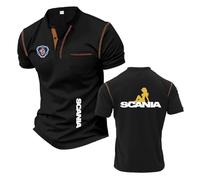 T-Shirt Henley Confortable Homme pour S.ca.n.i.a Maillot De Corps Col Montant Polos Doux À Manches Courtes Patchwork Fitness Haut-HeiS||XX_l