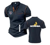 T-Shirt Henley Confortable Homme pour S.ca.n.i.a Maillot De Corps Col Montant Polos Doux À Manches Courtes Patchwork Fitness Haut-ZQS||XX_l