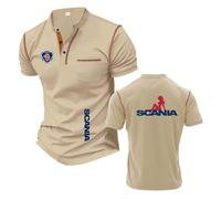 T-Shirt Henley Confortable Homme pour S.ca.n.i.a Maillot De Corps Col Montant Polos Doux À Manches Courtes Patchwork Fitness Haut-KQS||XX_l