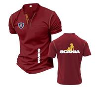 T-Shirt Henley Confortable Homme pour S.ca.n.i.a Maillot De Corps Col Montant Polos Doux À Manches Courtes Patchwork Fitness Haut-JHS||XX_l
