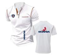 T-Shirt Henley Confortable Homme pour S.ca.n.i.a Maillot De Corps Col Montant Polos Doux À Manches Courtes Patchwork Fitness Haut-BaiS||XX_l