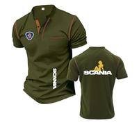 T-Shirt Henley Confortable Homme pour S.ca.n.i.a Maillot De Corps Col Montant Polos Doux À Manches Courtes Patchwork Fitness Haut-JunlvS||XX_l