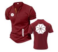 T-Shirt Henley Confortable pour Homme Idéal Les Vêtements R.ES.i.d.en.t Collision Col Montant Manches Courtes Polo Doux Demi Manches Respirant-JHS||3X_l