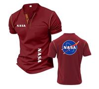 T-Shirt Henley De Fitness pour Homme La N.A.S.A Col Montant Manches Courtes Séchage Rapide Vêtements Sport Impression Polos -JHS||m