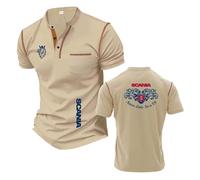 T-Shirt Henley Décontracté Homme pour S.ca.n.i.a Active Manches Courtes Polos À Coutures Coupe Slim Col Montant-KQS||XX_l