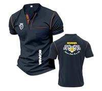 T-Shirt Henley Décontracté Homme pour S.ca.n.i.a Active Manches Courtes Polos À Coutures Coupe Slim Col Montant-ZQS||XX_l