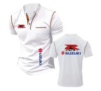 T-Shirt Henley Extensible pour Homme Vêtement De Sport SU.ZU.K.I Haut Patchwork Imprimé Décontracté Manches Courtes Polo Doux-BaiS||XX_l