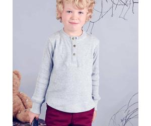 T-shirt Henley Manches Longues Augustin Gris Souris 7/9A