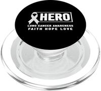 T-Shirt Hero Lung Cancer - Ruban Blanc, Sensibilisation au Cancer du poumon PopSockets PopGrip pour MagSafe
