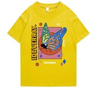 T-shirt Hip Hop imprimé papillon lettre 2022 hommes Streetwear Harajuku Chemise en coton d'été à manches courtes T-shirt ample décontracté noir-jaune 1, M