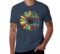 T-shirt hippie vintage - All The People Living in Peace, T-shirt graphique Flower Power années 60, style bohème rétro, Style marine, 6XL