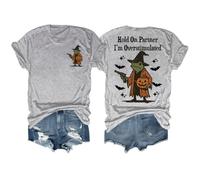 T-shirt « Hold On Partner I'm Overstimulated » pour Halloween Tees Hold On I'm Overstimulated, gris, XXL