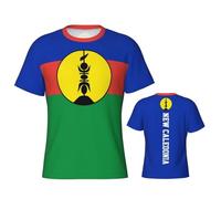T-Shirt Homme À Manches Courtes, Chemise À Col Rond À Imprimé Drapeau De La Nouvelle-Calédonie D'Été, Chemise Léger Respirante Emblème National, Haut Sportif Décontracté, pour Le Port Quotidien