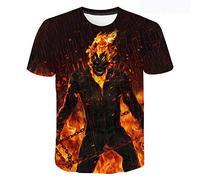T-Shirt Homme à Manches Courtes col Rond imprimé numérique 3D Ghost Rider