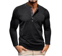 T-Shirt Homme à Manches Longues Col Tunisien Boutons Coton Décontractée Slim Fit Henley Chemises en Coton T-Shirt Respirant Haut d'extérieur Fitness Tee Shirt Vetement Hommes Pas Cher