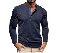 T-Shirt Homme à Manches Longues Col Tunisien Boutons Coton Décontractée Slim Fit Henley Chemises en Coton T-Shirt Respirant Haut d'extérieur Fitness Tee Shirt Vetement Hommes Pas Cher