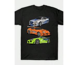 T-shirt homme à motif Brian O'Connor | Design racing noir, impression numérique, col rond, manches courtes, idéal pour un style urbain, les événements de sport automobile et toute l'année, lavable en 