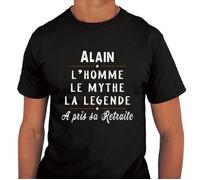 T-shirt Homme - Alain - Mythe Légende - Noir - Manches Courtes - Col Arrondi S