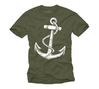 T-Shirt Homme ANCRE Marine Vert - MAKAYA - Regular - Manches courtes - Col classique XXXXL