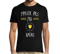 T-Shirt Homme - Apéro - Désolé Je Peux Pas - Noir - Coupe Regular - Manches Courtes S