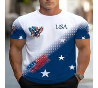 T-shirt homme avec motif étoiles américaines, décontracté et confortable, lavable en machine, col rond, coupe ample, style emo, ambiance années 2000 L,M,S,XL,XXLLettresPolyester