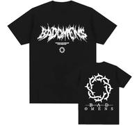 T Shirt Homme Bad Tour Omens Manches Courtes Col Rond Coton Décontracté Grande Taille Style Hip Hop-Black||x_l