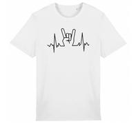 T-shirt homme blanc LA FRENCH TOUCH - Rock On Heart Beat - 100% coton bio - Confectionné en France XXXL