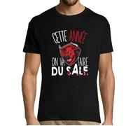 T-shirt Homme - Cette année on va faire du sale - Noir - Manches courtes - Col arrondi - Coupe Regular S