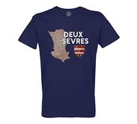 T-Shirt Homme Col Rond Coton Bio Deux-Sèvres 79 Departement Niort Carte Ancienne Nouvelle Aquitaine