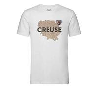 T-Shirt Homme Col Rond Creuse 23 Departement Carte Ancienne Rare Nouvelle Aquitaine