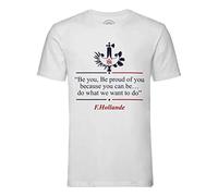 T-Shirt Homme Col Rond François Hollande Discours en Anglais Humour Politique
