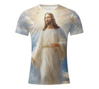 T-Shirt Homme Col Rond God is Good Imprimé Tee-Shirt Graphique Message Chrétien Vintage T-Shirts Rétro Faith Wear Manches Courtes Coton Coupe Classique Chemise Rétro Jésus