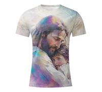 T-Shirt Homme Col Rond God is Good Imprimé Tee-Shirt Graphique Message Chrétien Vintage T-Shirts Rétro Faith Wear Manches Courtes Coton Coupe Classique Chemise Rétro Jésus