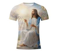 T-Shirt Homme Col Rond God is Good Imprimé Tee-Shirt Graphique Message Chrétien Vintage T-Shirts Rétro Faith Wear Manches Courtes Coton Coupe Classique Chemise Rétro Jésus