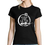 T-Shirt Homme col Rond Le Gras C'est la Vie | Citation Humoristique Kaamelott | pour Les Fans de Karadoc Série TV | Tee Shirt drôle et Fun imprimé en France L