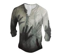 T Shirt Homme Col V Costume Halloween Adulte, T-Shirt Halloween 3D Manches Courtes en Tissus Composites Confortable pour Sport Et Loisirs Motifs Sanglants Et Zombies Effrayant Fête Costumée